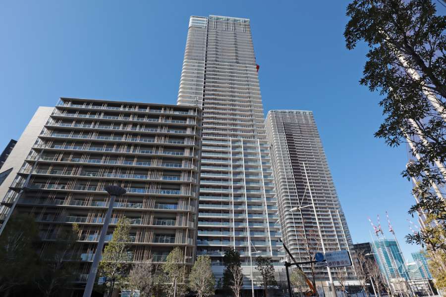 晴海フラッグスカイデュオパークビレッジT棟の外観(東側から)※2025年2月現在、建築中