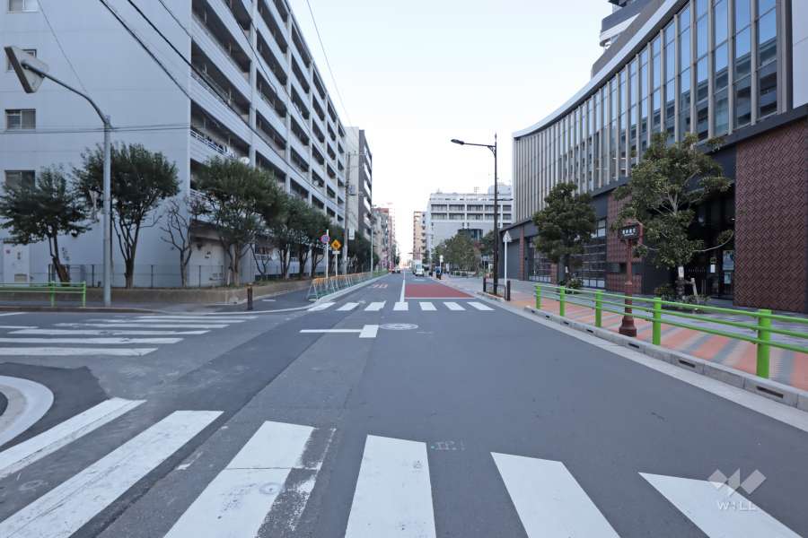 敷地北西側の前面道路（南西側から）