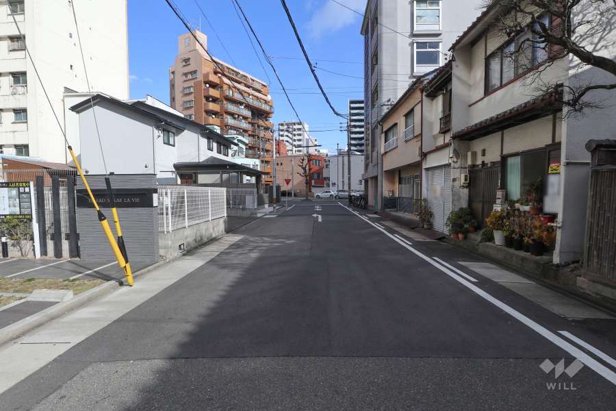 敷地南側の前面道路（西側から）