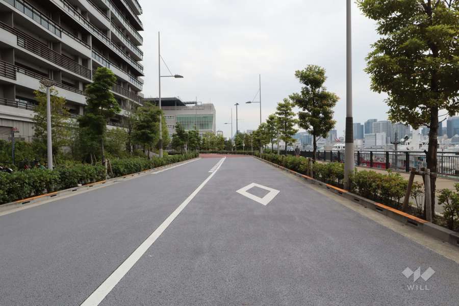 敷地北西側の前面道路（北東側から）