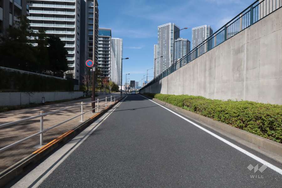 北東側の前面道路(南東側から)