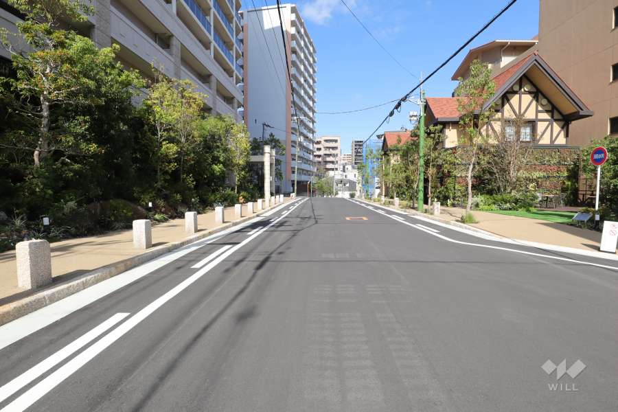 敷地東側の前面道路（北側から）