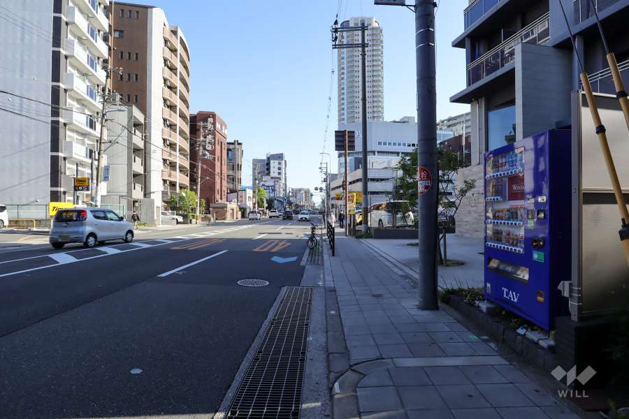 敷地東側の前面道路（北東側から）
