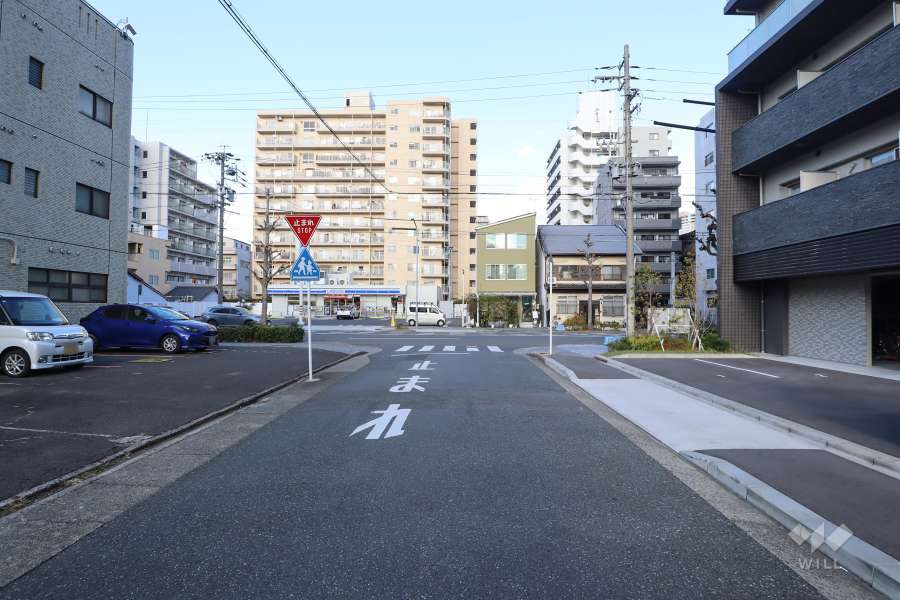 敷地西側の前面道路（南側から）
