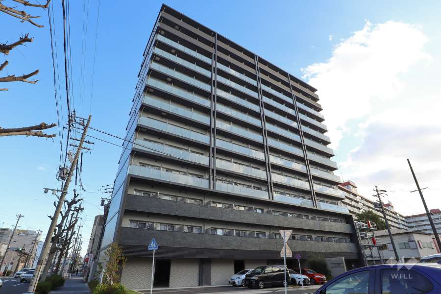 エスリード新栄グラティアの外観（南西側から）