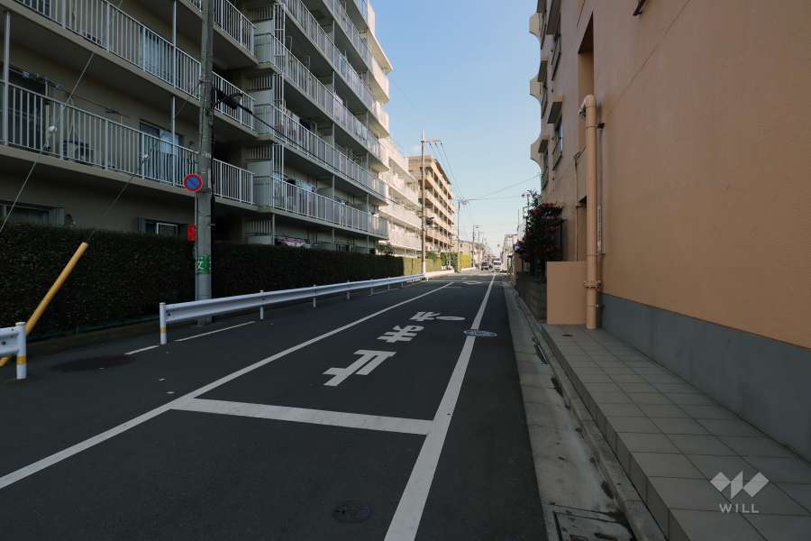 敷地北側の前面道路(西側から)