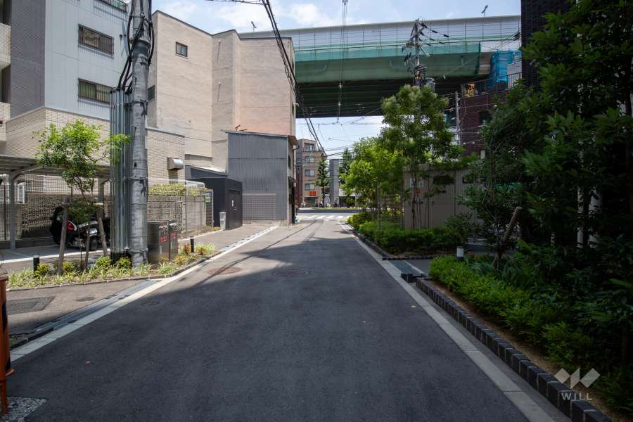 敷地東側の前面道路（北側から）