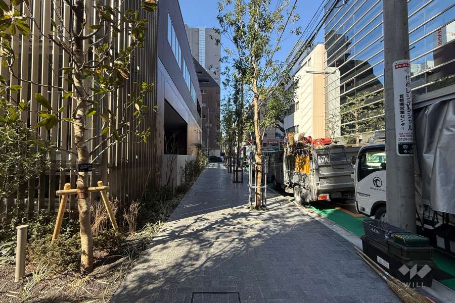 敷地の北側前面道路（東側から）