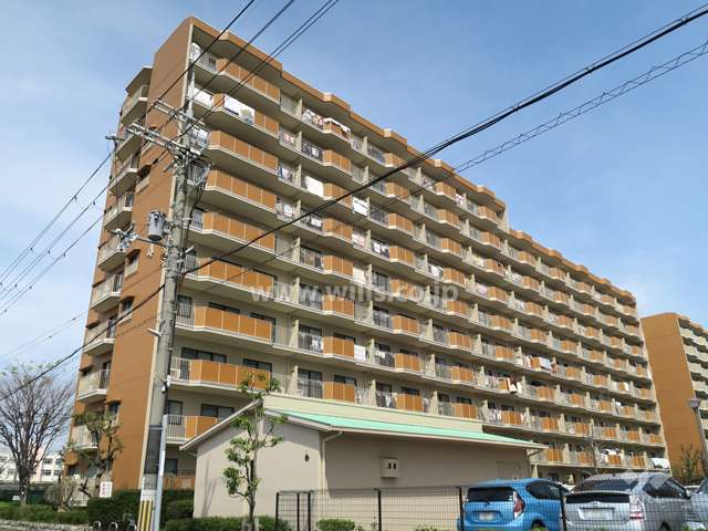 白川高層住宅4号棟の外観（南西側から）