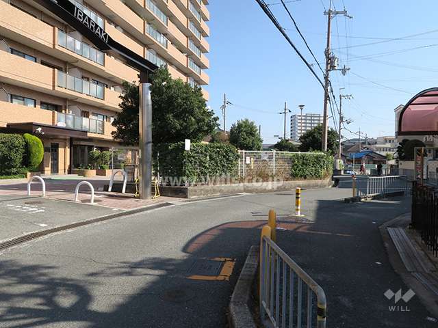 南側前面道路とマンション建物一部
