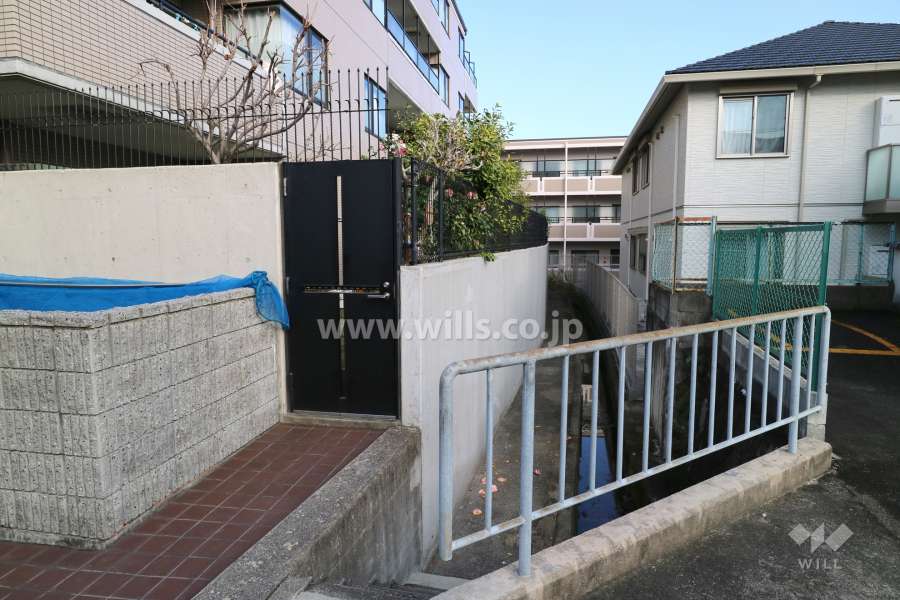 敷地の南側は水路です。