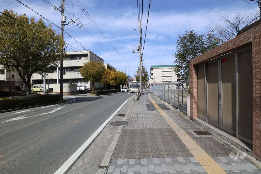 敷地西側の前面道路（七松線）