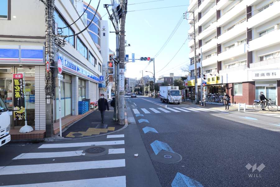 敷地の南東側の前面道路（北東側から）