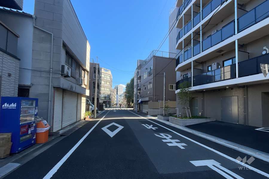 敷地の北側前面道路（西側から）