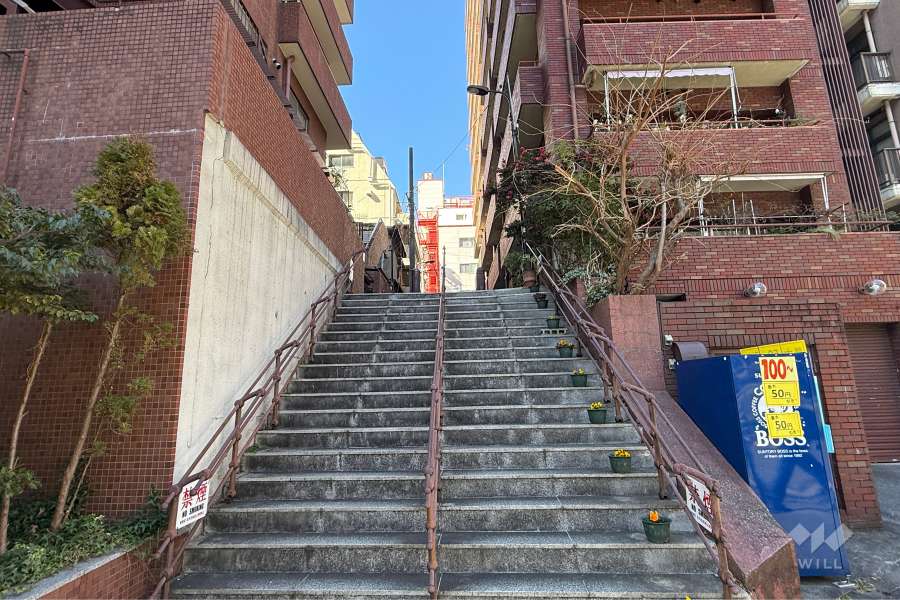 敷地の南側前面通路（東側から）