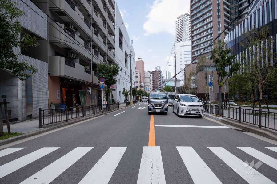 敷地東側の前面道路（南側から）