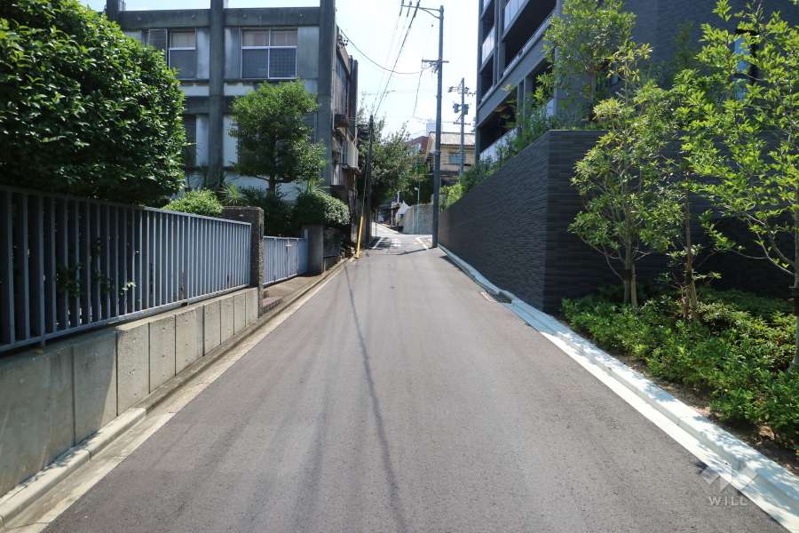 敷地東側の前面道路（北側から）
