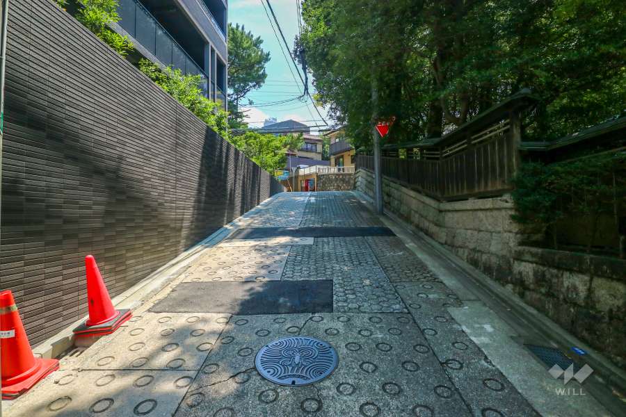 敷地西側の前面道路（北側から）