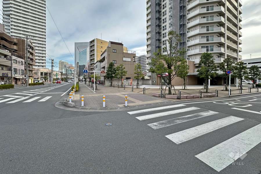敷地の北側前面道路（西側から）