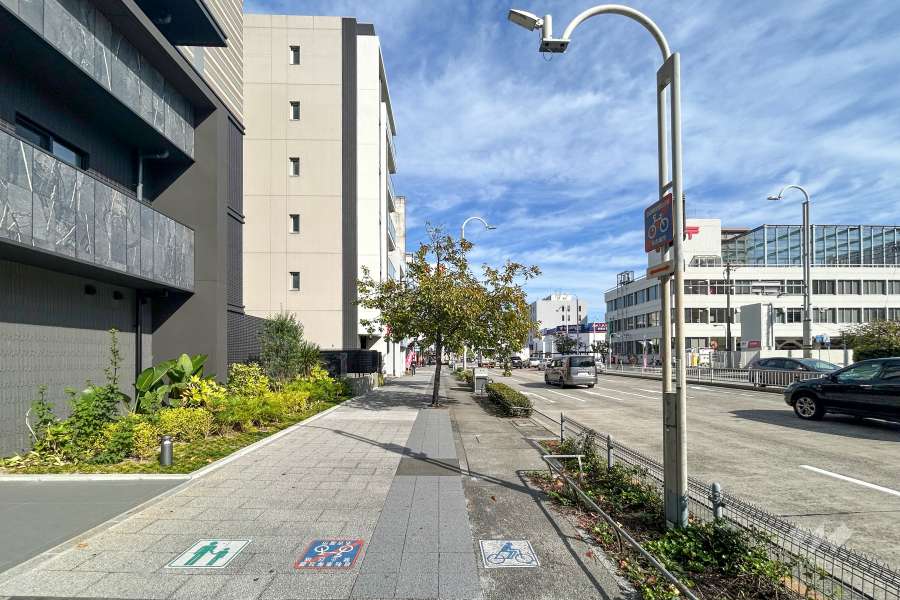 敷地東側の前面道路(南側から)