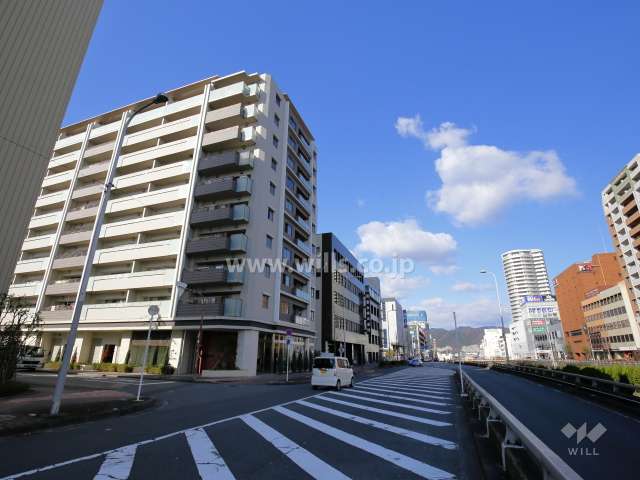 敷地東側の前面道路（側道を挟んで新御堂筋が走っています。）