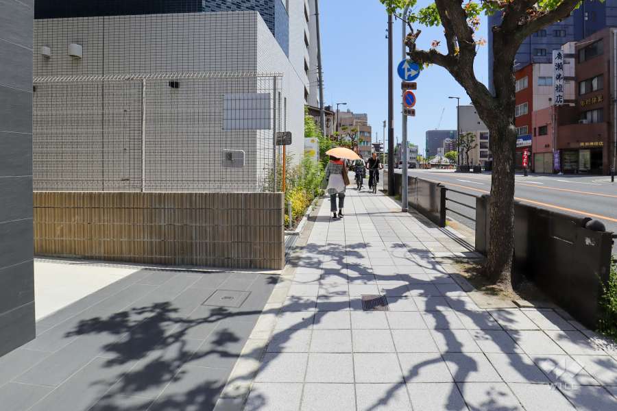 敷地南側の前面道路（西側から）