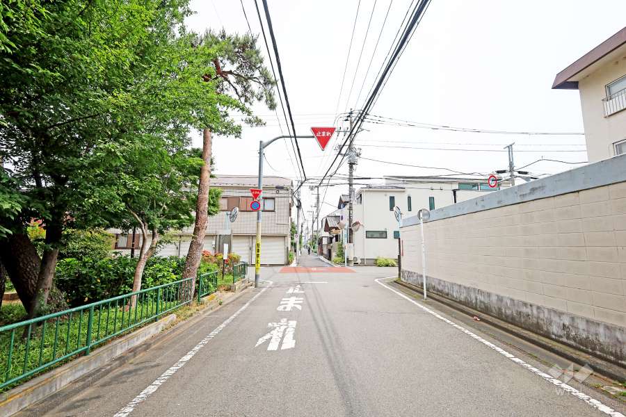 敷地南側の前面道路（西側から）