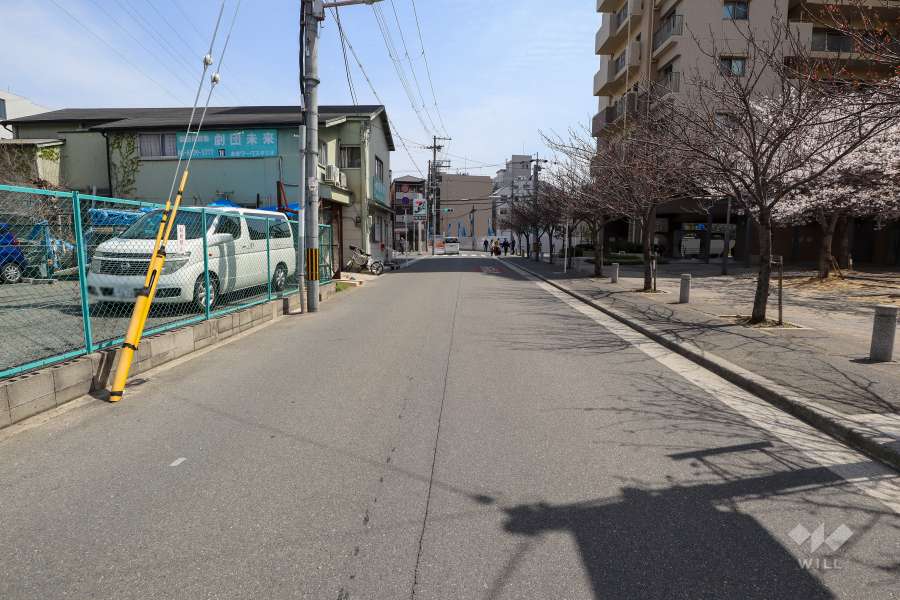 敷地北側の前面道路（西側から）