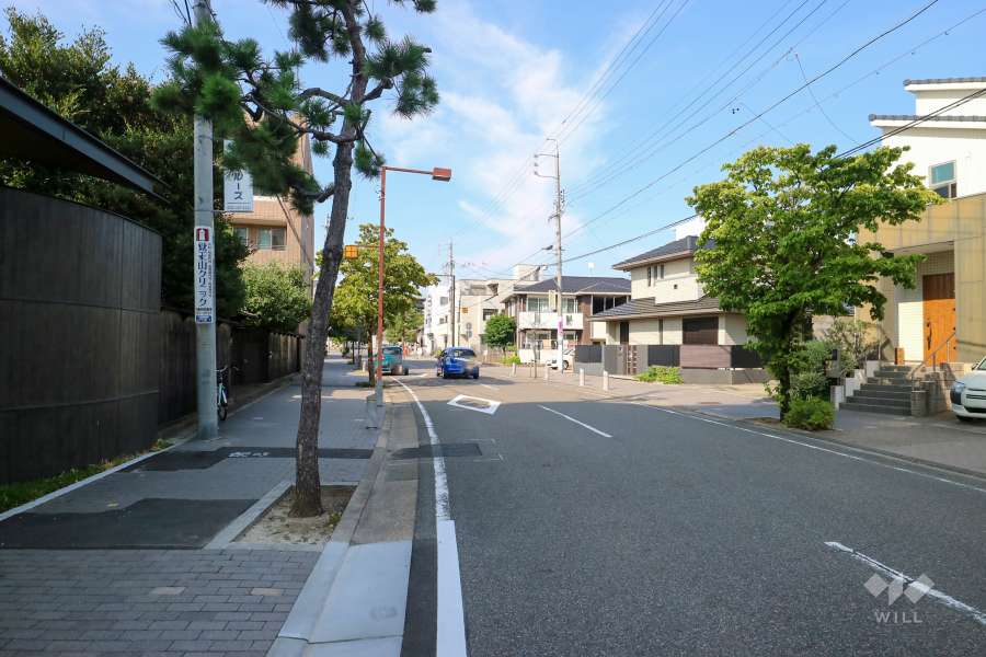 敷地南東側の前面道路（南西側から）