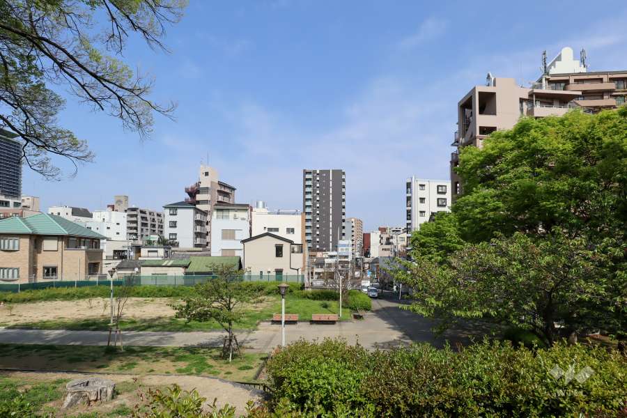 真田山公園からマンションを望む。