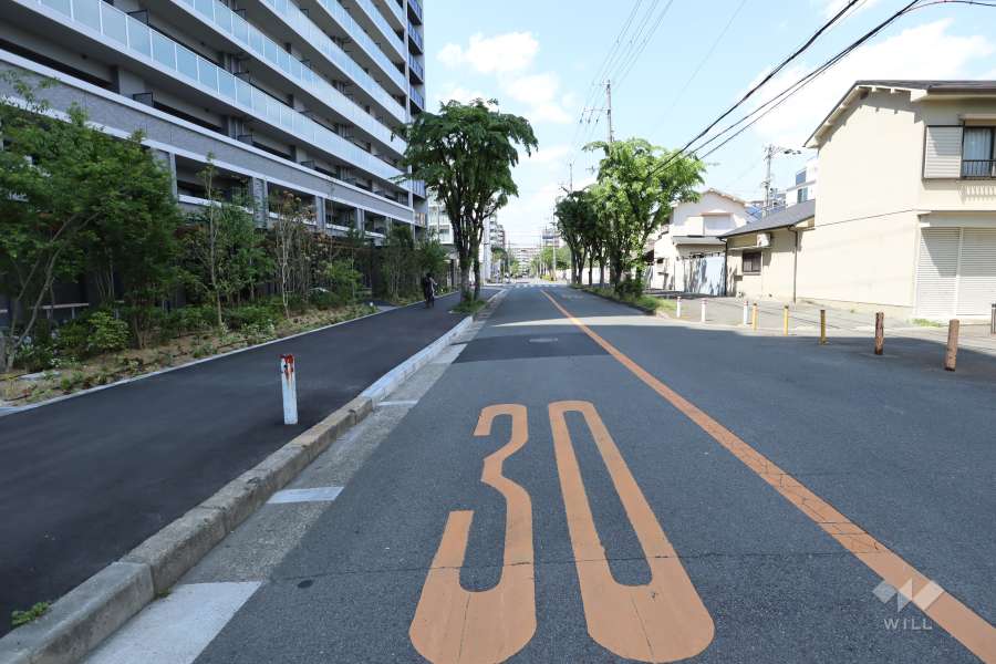 敷地東側の前面道路（南側から）