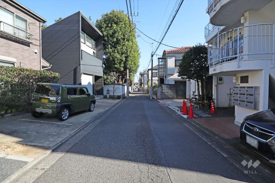 敷地の北側前面道路(西側から)