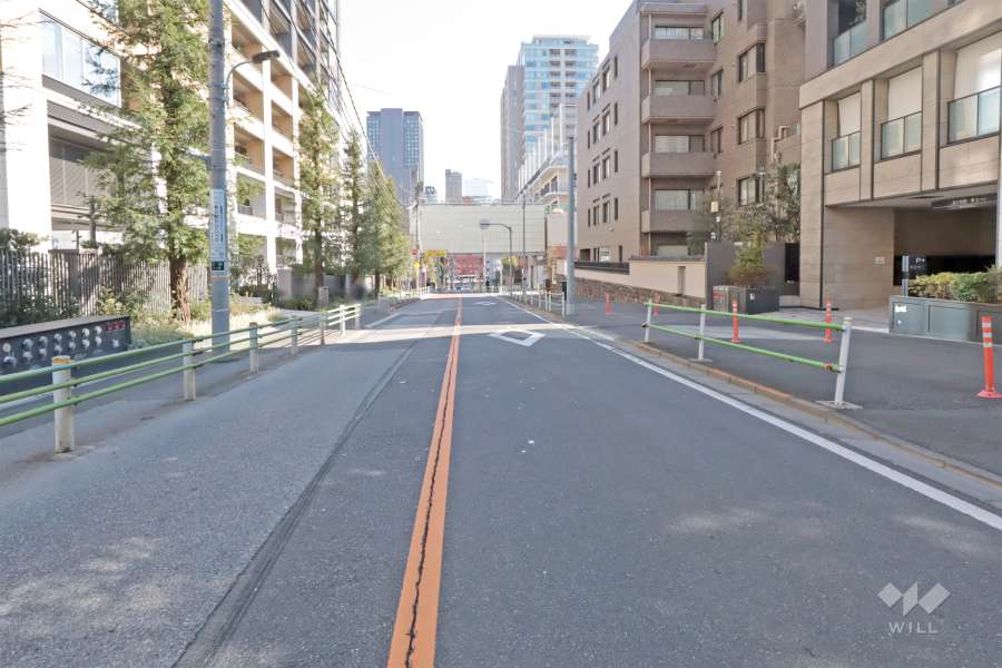 敷地南側の前面道路（西側から）