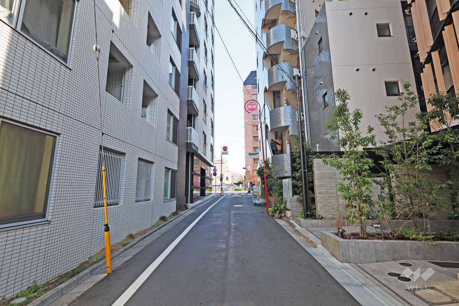 敷地北側の前面道路（西側から）