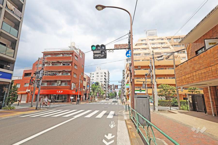 敷地西側の前面道路