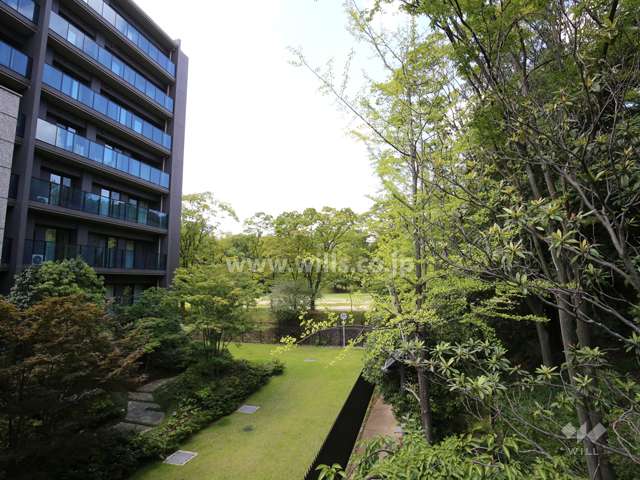 敷地北側の様子。『千里東町公園』に隣接し、緑豊かです。