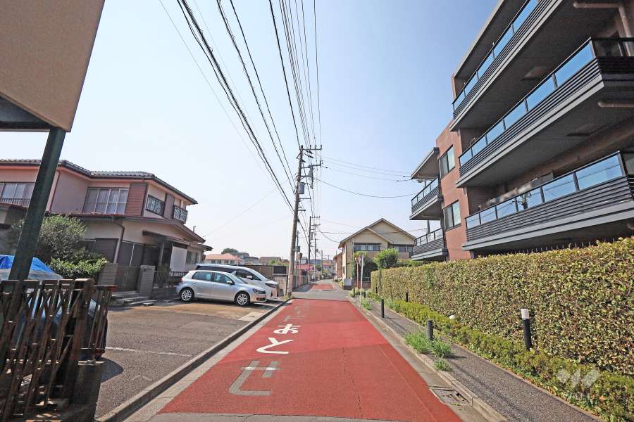 敷地南西側の前面道路（南東側から）