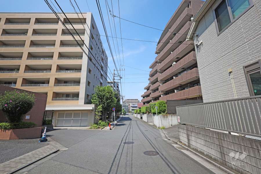 敷地東側の前面道路（南側から）