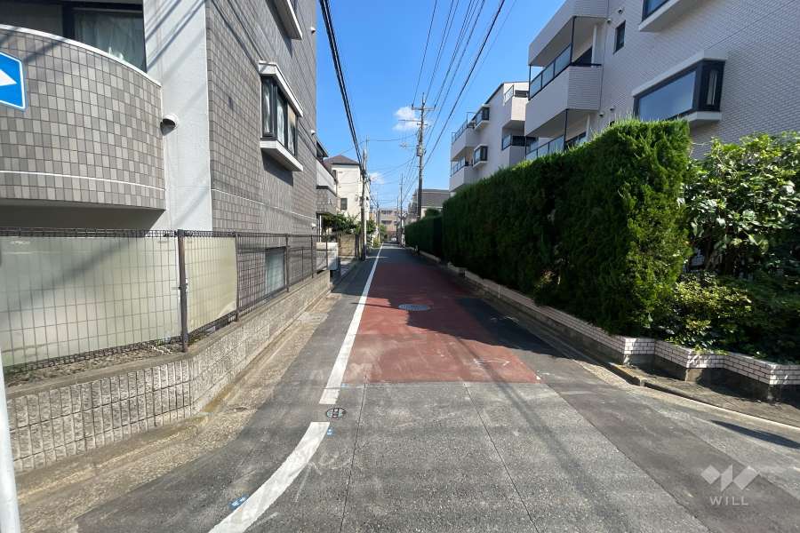 敷地の北側前面道路（西側から）