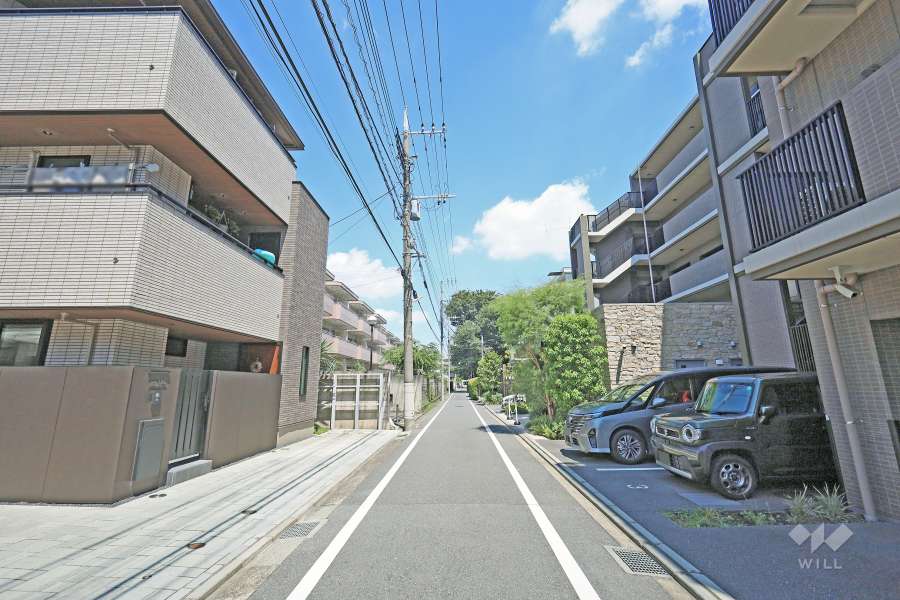 敷地北西側の前面道路（南西側から）