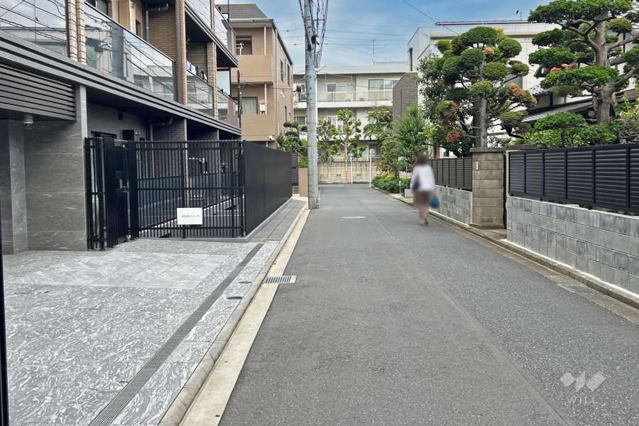 敷地東側の前面道路（南側から）