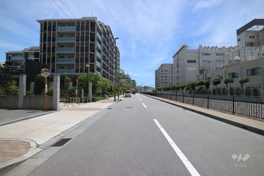 敷地西側の前面道路（北側から）