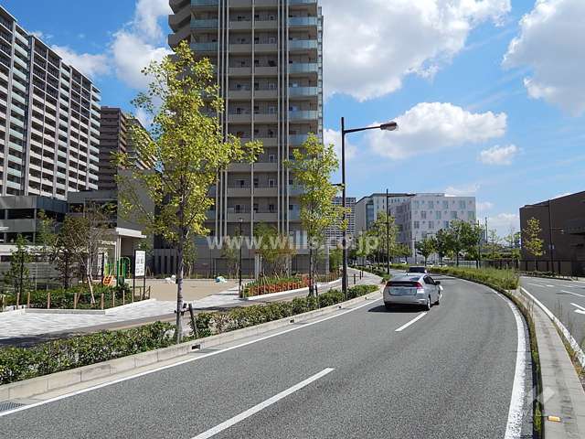 敷地南側の前面道路（4車線の通り）
