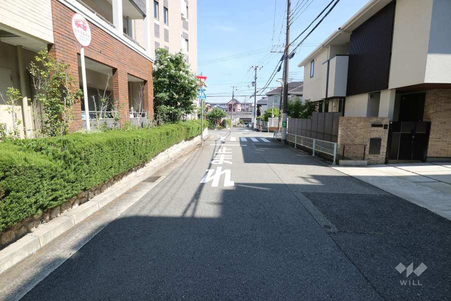 敷地西側の前面道路（北側から）