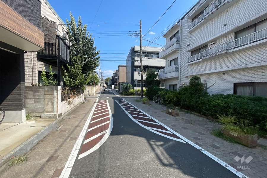 敷地北側の前面道路（西側から）