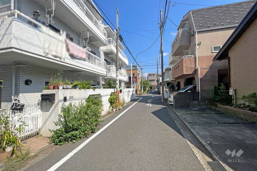 敷地南側の前面道路（西側から）