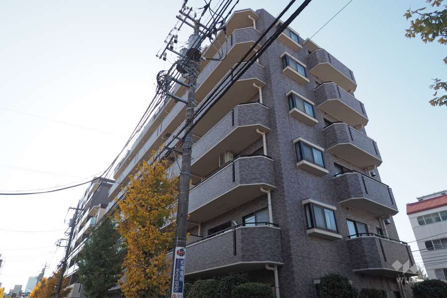 ライオンズヴィアーレ三鷹さくら通りの外観（北東側から）