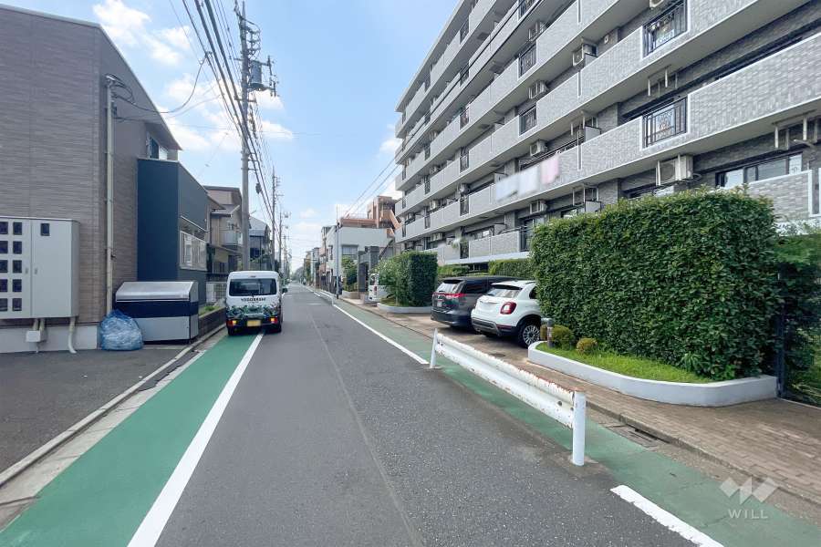 敷地東側の前面道路（北側から）