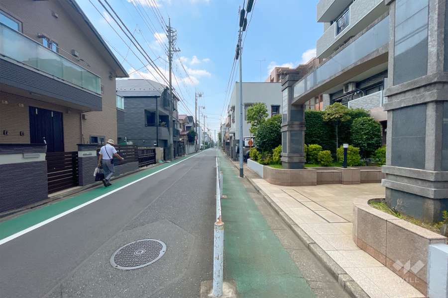 敷地東側の前面道路（北側から）
