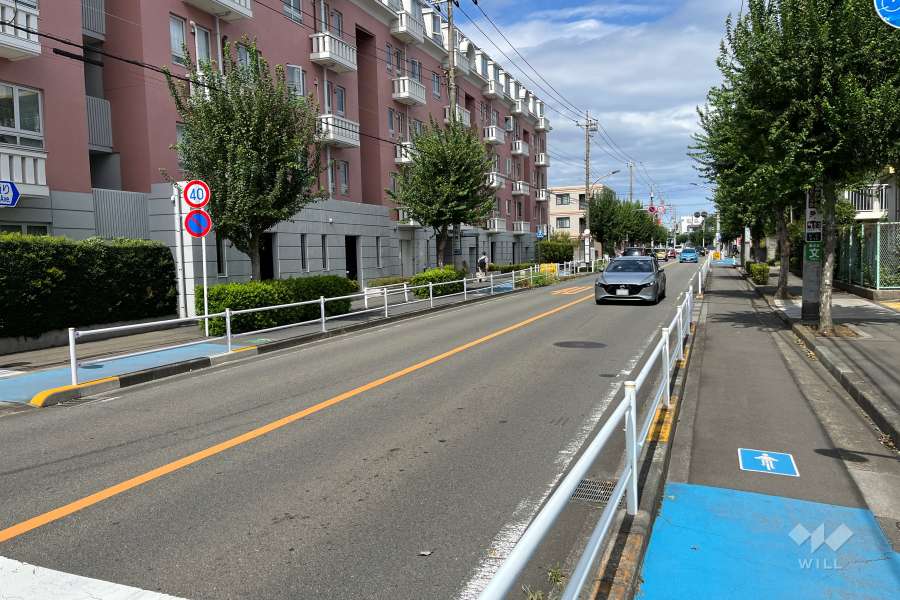 敷地の東側前面道路（南側から）